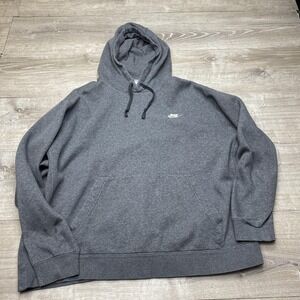 Nike Hoodie Mens 2XL Gray Club Fleece Pullover Sweatshirt Swoosh BV2654-071